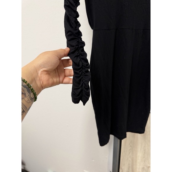 ASOS Design Women's V-Neck Long Size 0 Sleeve Ruched Mini Bodycon Dress - Picture 8 of 13